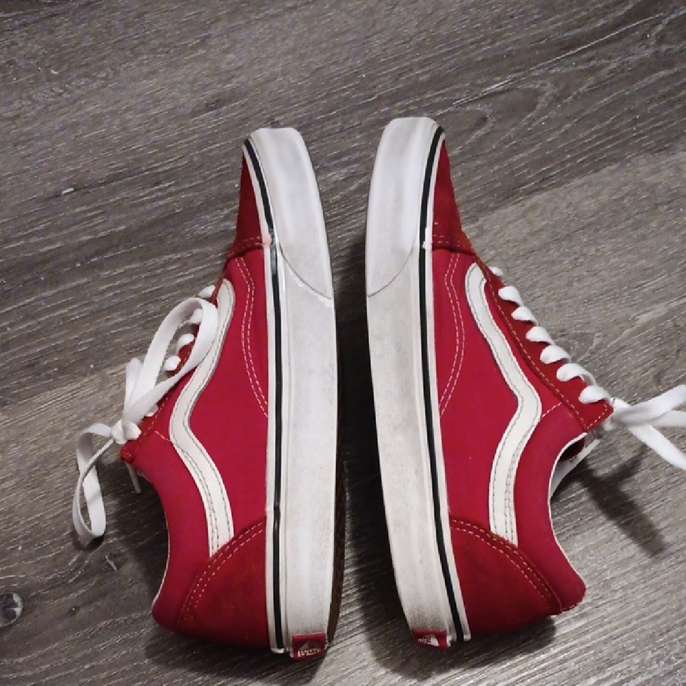 Vans Red and White Women's Sneakers - Picture 5 of 9